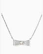 Kate Spade,ready set bow pave bow mini pendant necklace,Clear/Silver