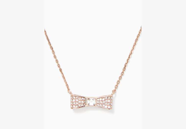 Kate Spade,ready set bow pave mini pendant,Clear/Rose Gold image number 0