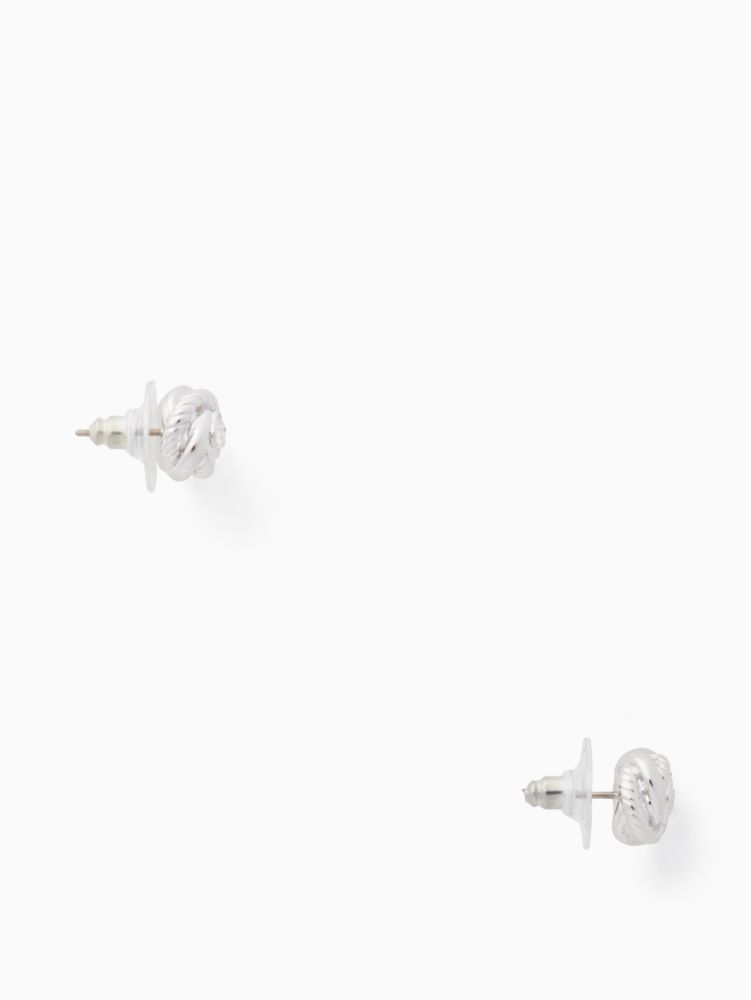 Kate Spade,Infinity And Beyond Knot Studs,Studs,Rhinestones,Knot,Silver Metal,Work,Casual,Clear