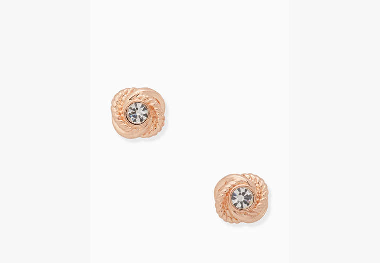 Kate Spade,infinity & beyond knot studs,earrings,Clear/Rose Gold image number 0