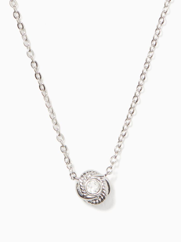 Kate Spade,Infinity and Beyond Knot Mini Pendant Necklace,necklaces,Clear/Silver