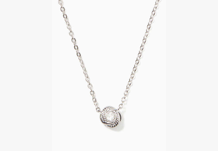 Kate Spade,infinity & beyond knot mini pendant necklace,necklaces,Clear/Silver image number 0