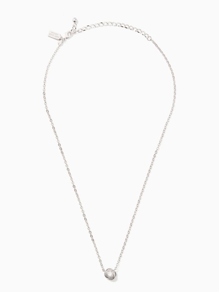 Kate Spade,Infinity and Beyond Knot Mini Pendant Necklace,necklaces,Clear/Silver