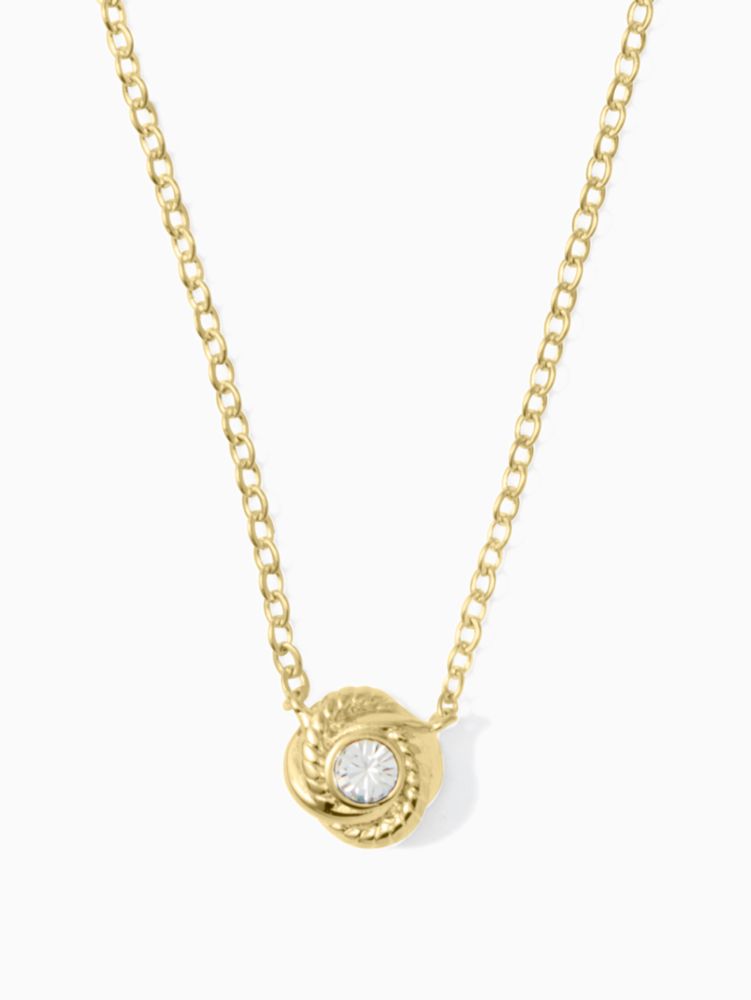 Kate Spade,infinity and beyond knot mini pendant necklace,Clear/Gold