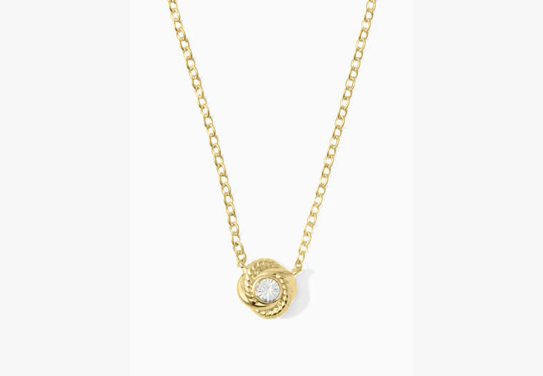 Kate Spade,infinity and beyond knot mini pendant necklace,Clear/Gold image number 0