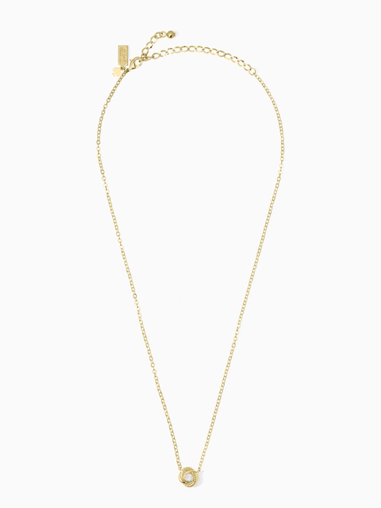 Kate Spade,infinity and beyond knot mini pendant necklace,Clear/Gold