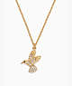 Kate Spade,grandmas closet hummingbird mini pendant,necklaces,Clear/Gold