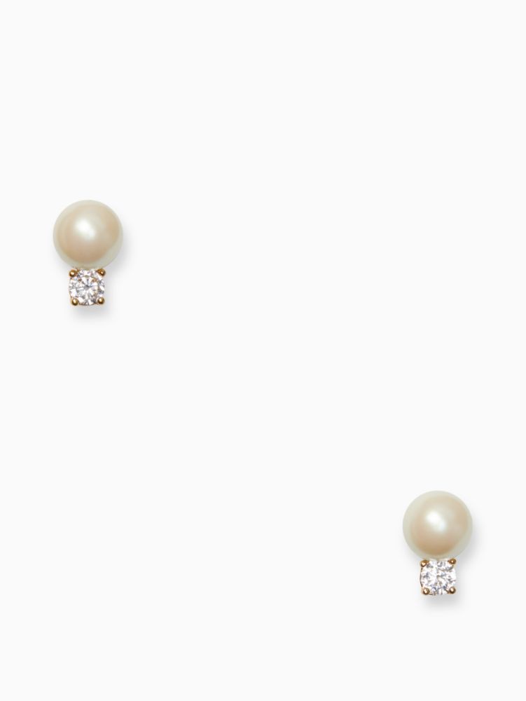 Kate Spade,Pearls Of Wisdom Studs,Studs,Pearl,Glass,Rhinestones,Pearl,Gold Metal,Work,Cream