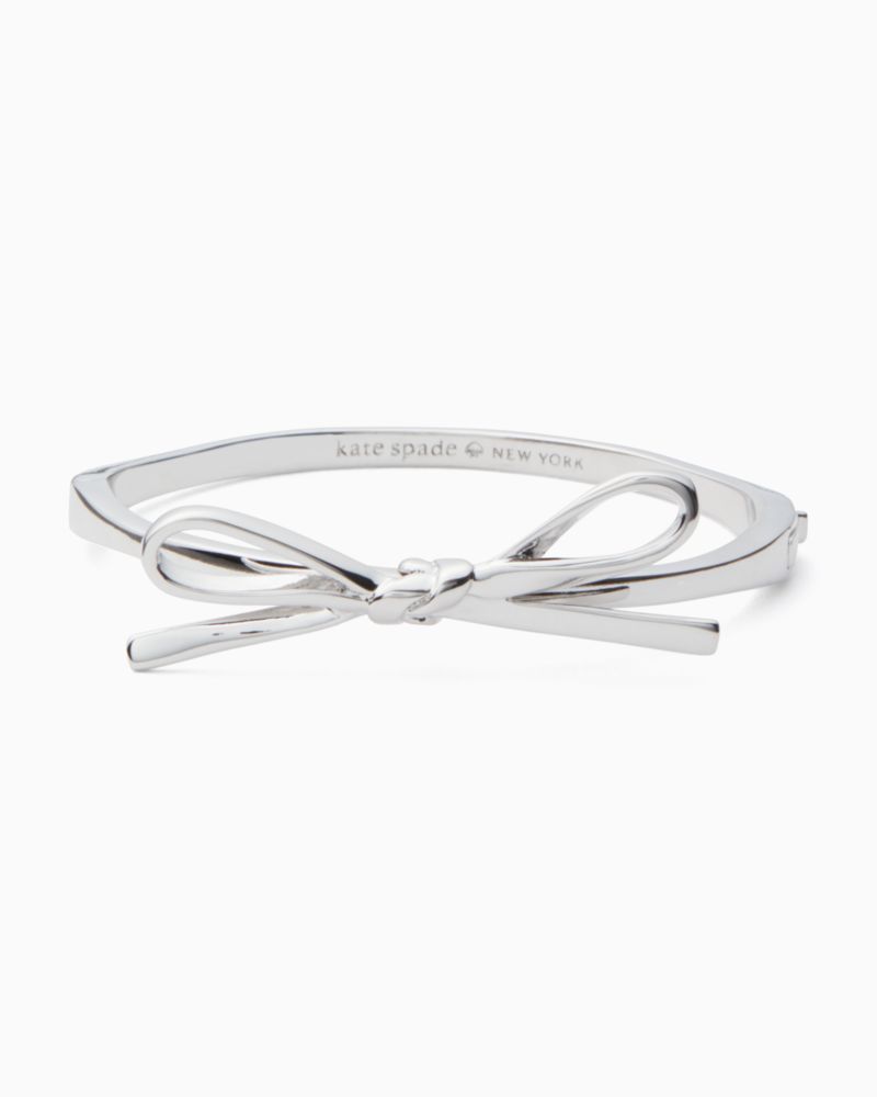 Kate Spade,Skinny Mini Bow Bangle,Bow,Stackable,Silver Metal,Day Party,