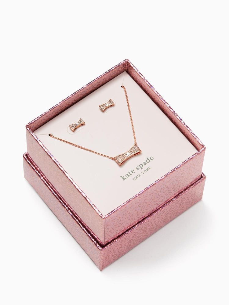 Kate Spade,ready set bow pendant and studs boxed set,necklaces,
