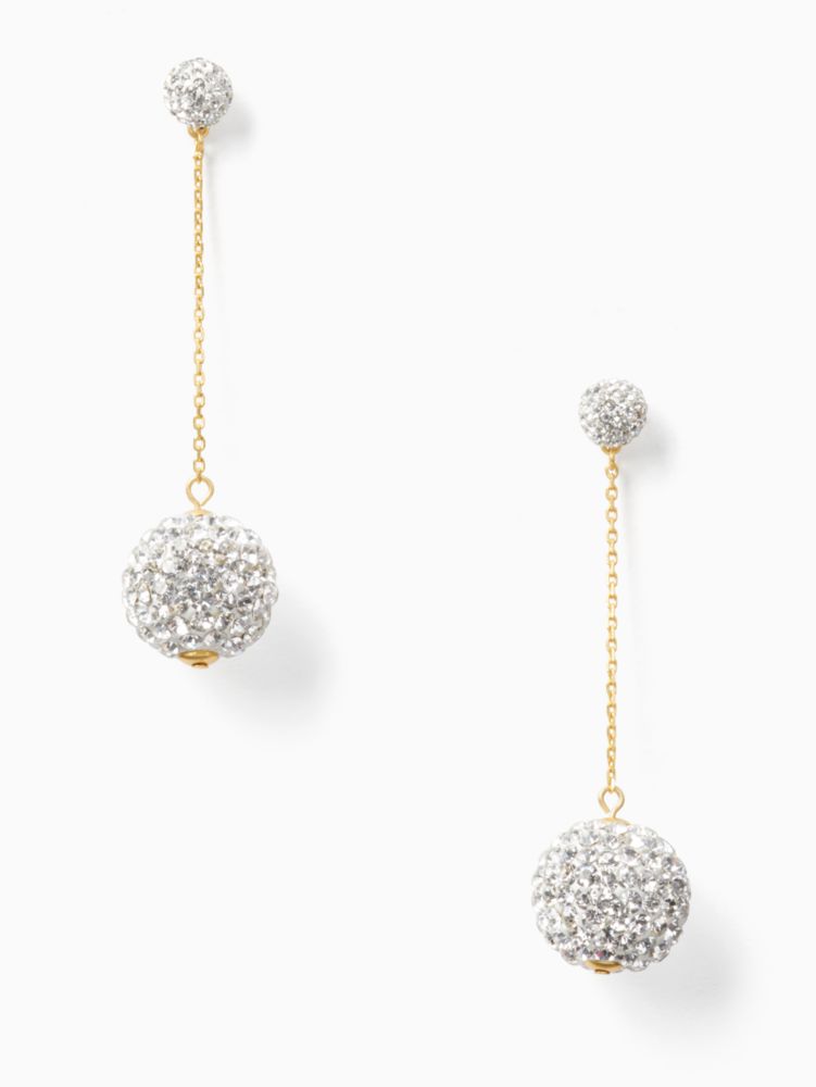 Kate Spade,Razzle Dazzle Linear Earrings,Dangle Earring,Glass,Ball Embellishment,Rhinestones,Pave Embellishment,Titanium,G...,Clear