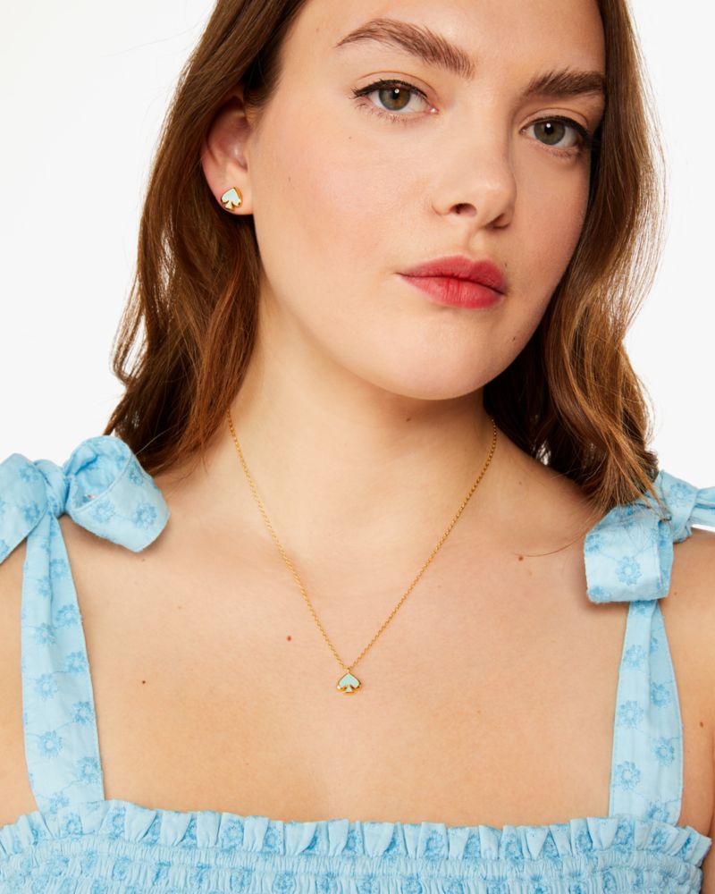 Kate Spade,Everyday Spade Enamel Mini Pendant,necklaces,Crystal Blue
