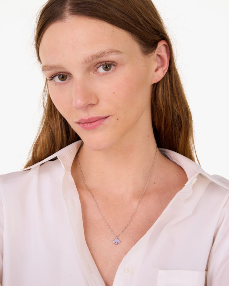 Kate Spade,Everyday Spade Enamel Mini Pendant,Single Strand,Enamel,Logo,Gold Metal,Work,Casual,Lavender