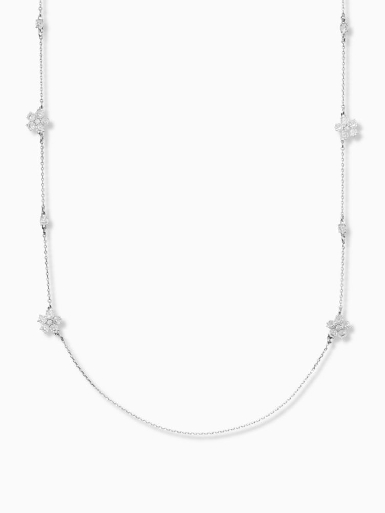 Kate Spade,gleaming gardenia flower scatter necklace,necklaces,Clear/Silver