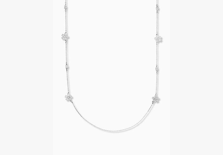 Kate Spade,gleaming gardenia flower scatter necklace,necklaces,Clear/Silver image number 0
