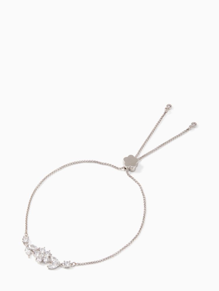 Kate Spade,Gleaming Gardenia Flower Slider Bracelet,bracelets,Clear/Silver