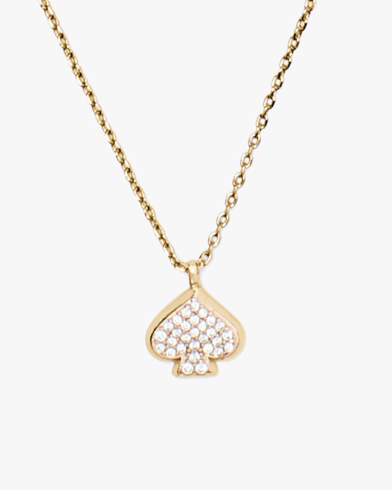 Kate Spade,everyday spade pave mini pendant,necklaces,Clear/Gold