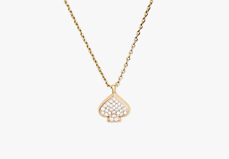 Kate Spade,everyday spade pave mini pendant,necklaces,Clear/Gold image number 0