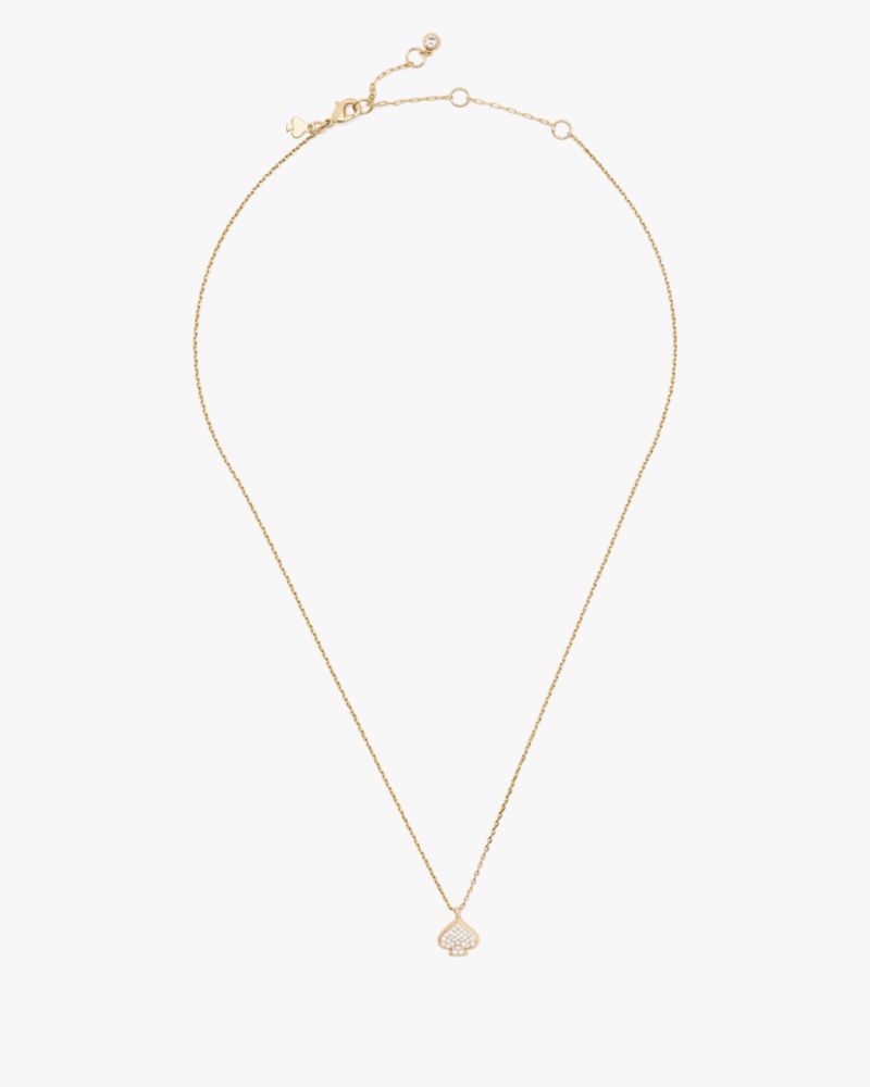 Kate Spade,everyday spade pave mini pendant,necklaces,Clear/Gold
