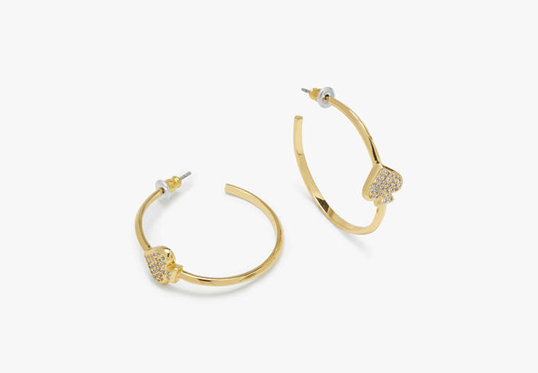 Kate Spade,everyday spade pave hoops,earrings,Clear/Gold image number 0