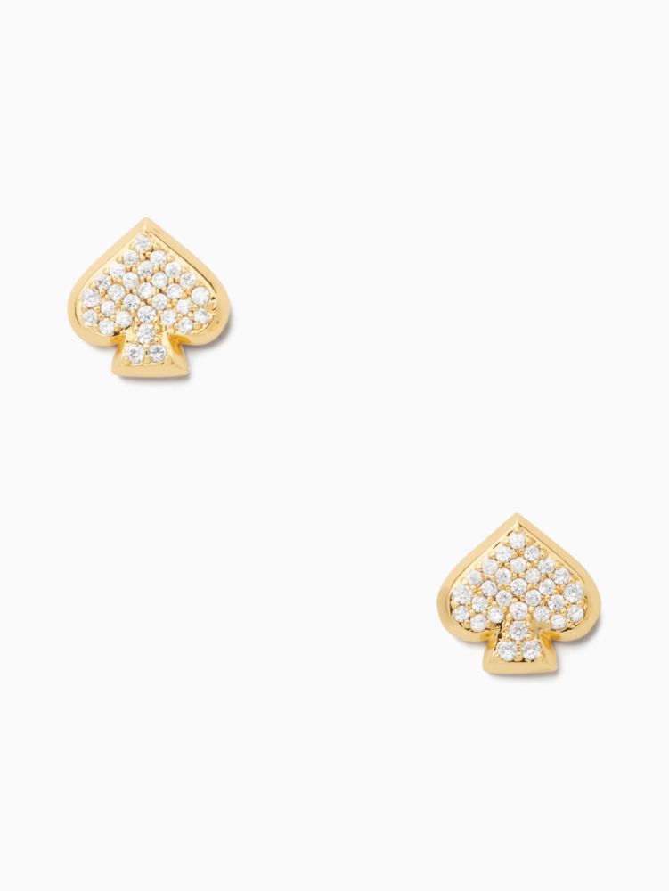 Kate Spade,everyday spade pave studs,Clear/Gold