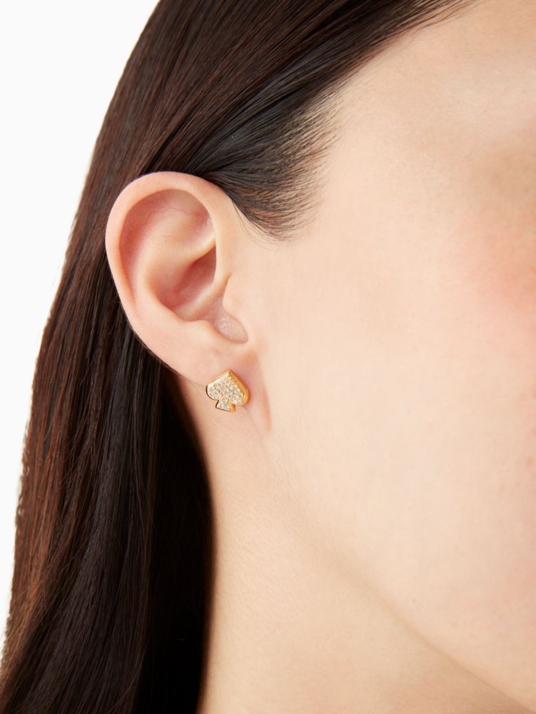 Kate Spade,everyday spade pave studs,Clear/Gold
