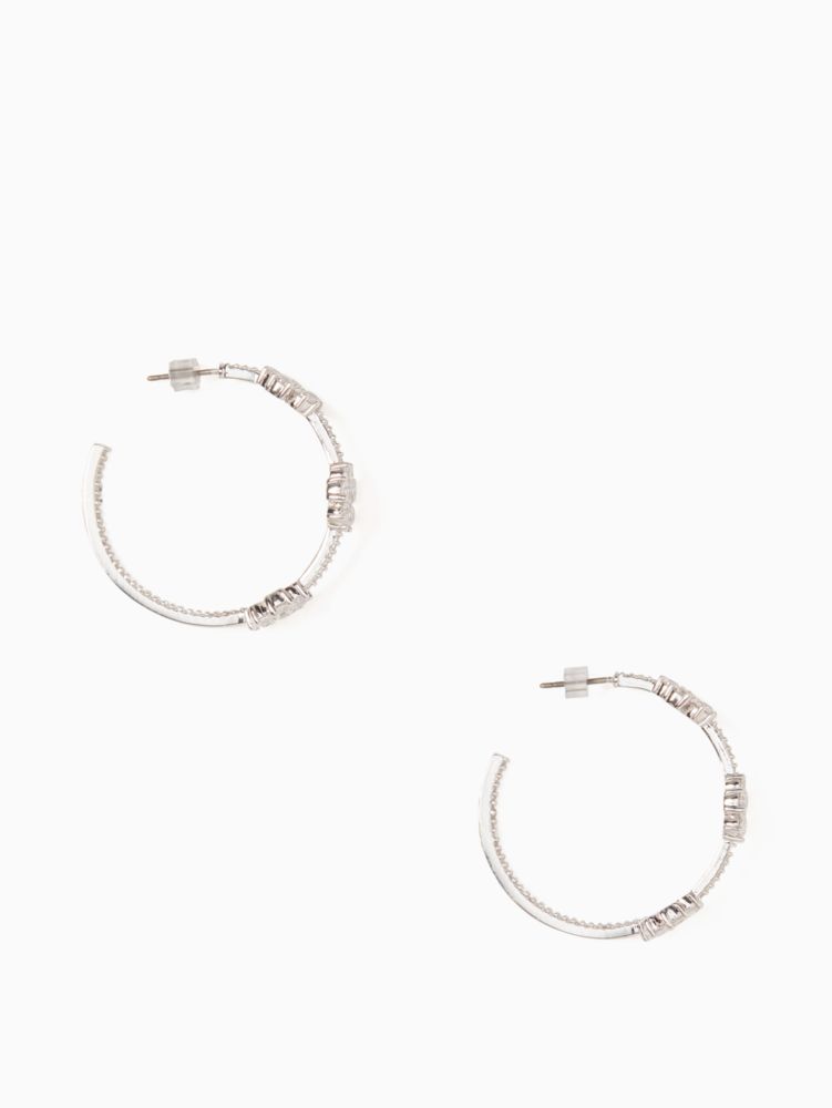 Kate Spade,Gleaming Gardenia Flower Hoops,earrings,Clear/Silver