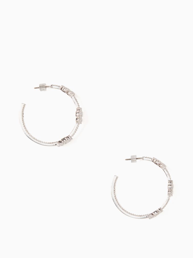 Kate Spade,Gleaming Gardenia Flower Hoops,Hoops,Cubic Zirconia,Gem Embellishment,Floral Embellishment,Pave Embellishment,Y...,Clear