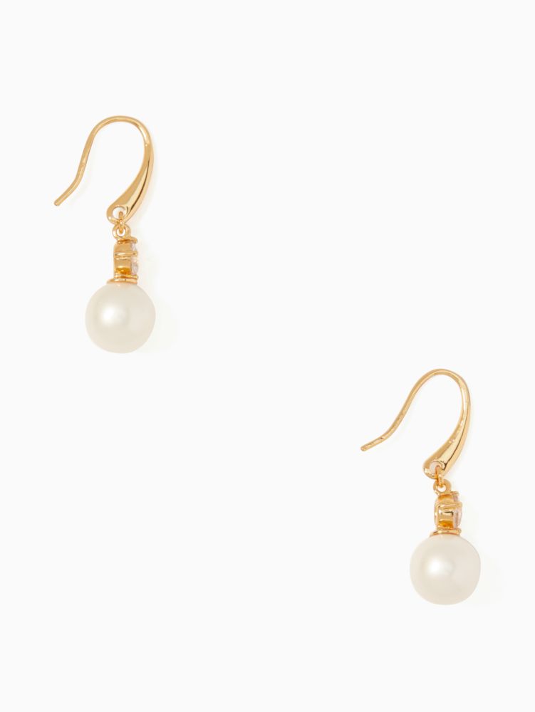 Kate Spade,Pearls Of Wisdom Drop Earring,Dangle Earring,Pearl,Plastic,Gem Embellishment,Pearl,Gold Metal,Work,Cream