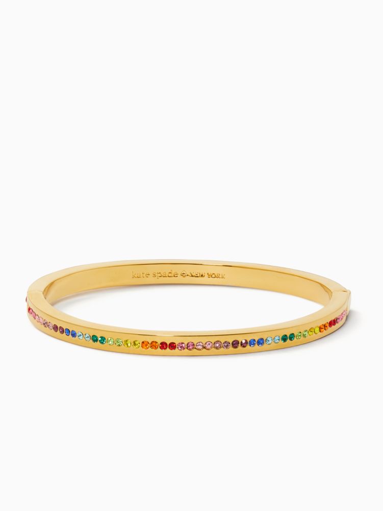 Kate Spade,Ring It Up Pave Bangle,Pave Embellishment,Rhinestones,Stackable,Yellow Gold,Gold Metal,Day Party,Multi Color