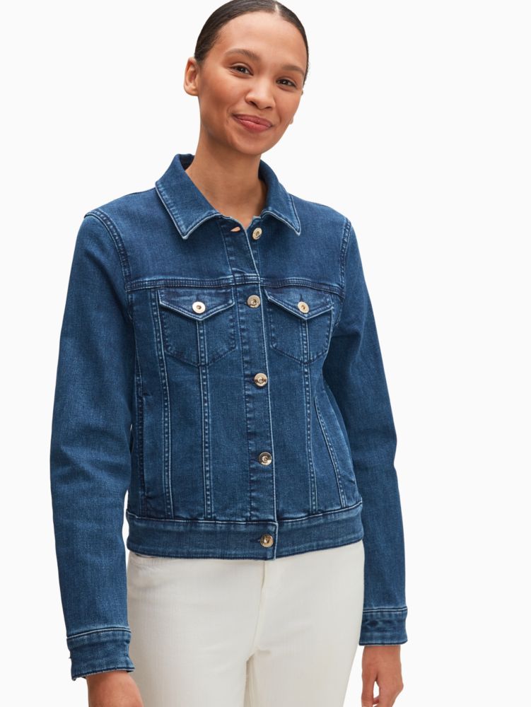 Kate Spade,Classic Denim Jacket,Denim,Cotton,Trucker,Denim,No Embellishment,Casual,