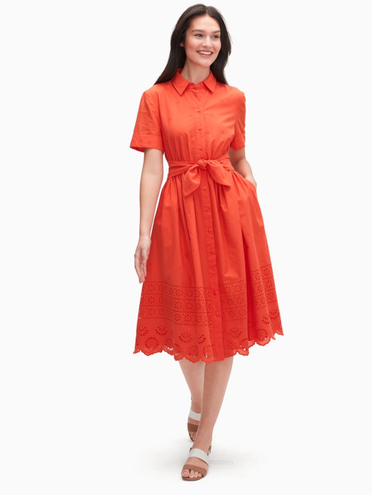 Kate Spade,eyelet tie-waist shirtdress,