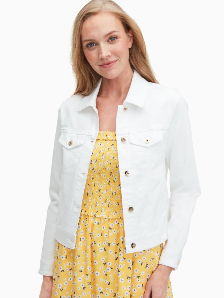 Kate Spade,classic denim jacket,jackets & coats,Fresh White