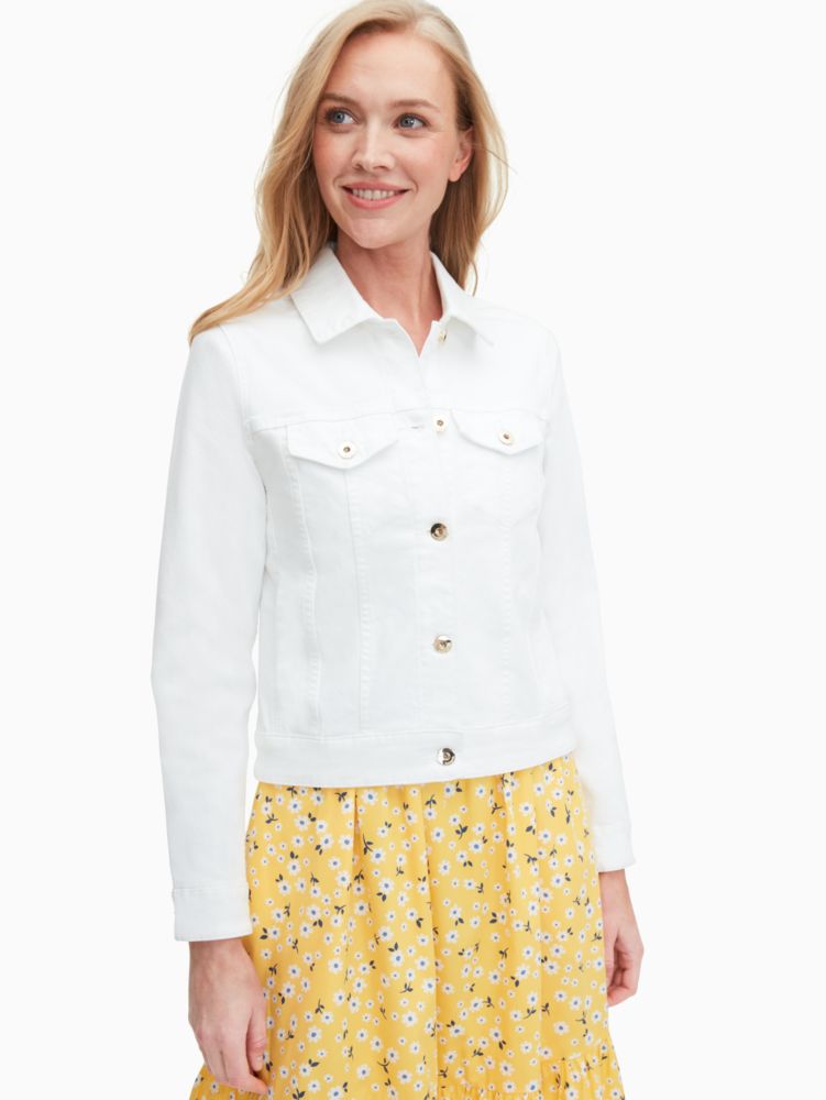 White polka outlet dot denim jacket