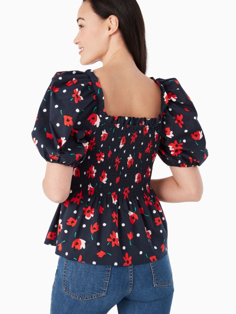 Whimsy Floral Puff Sleeve Top | Kate Spade Outlet
