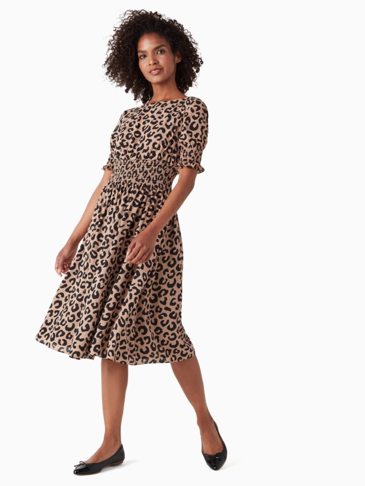 Leopard puff best sale sleeve dress