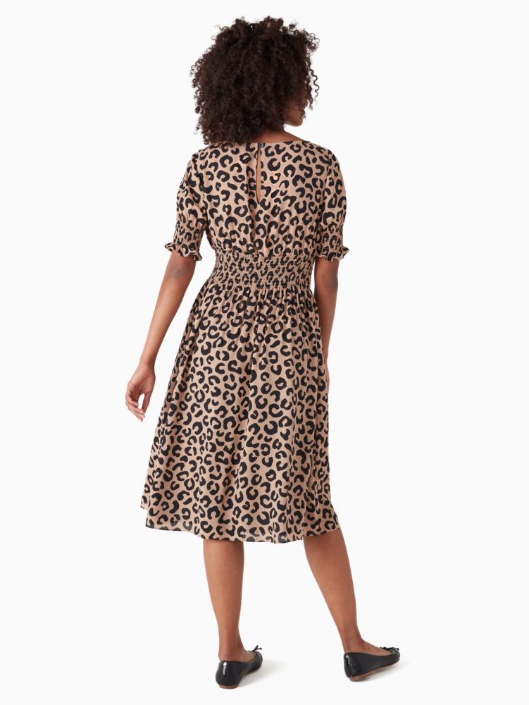 Kate Spade,graphic leopard puff-sleeve blaire midi dress,60%,