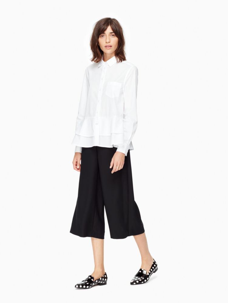 Kate Spade,poplin ruffle shirt,Morning Dawn