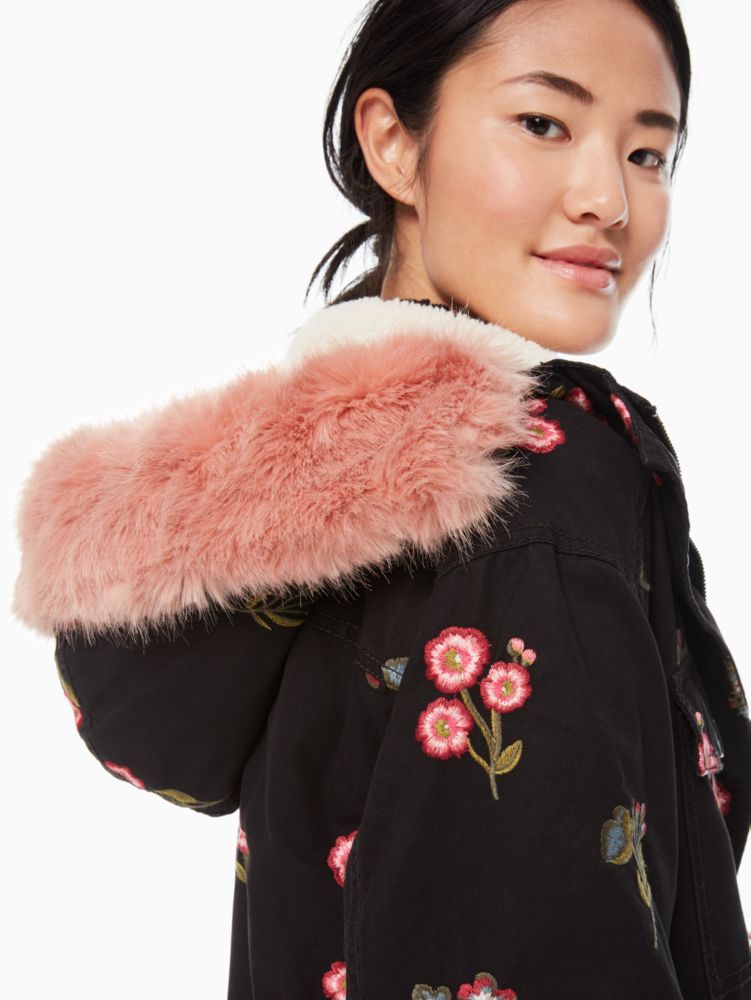 Embroidered Twill Coat Kate Spade Outlet