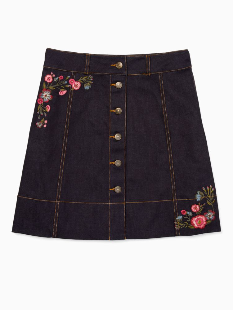Broome Street Embroidered Denim Skirt | Kate Spade Outlet