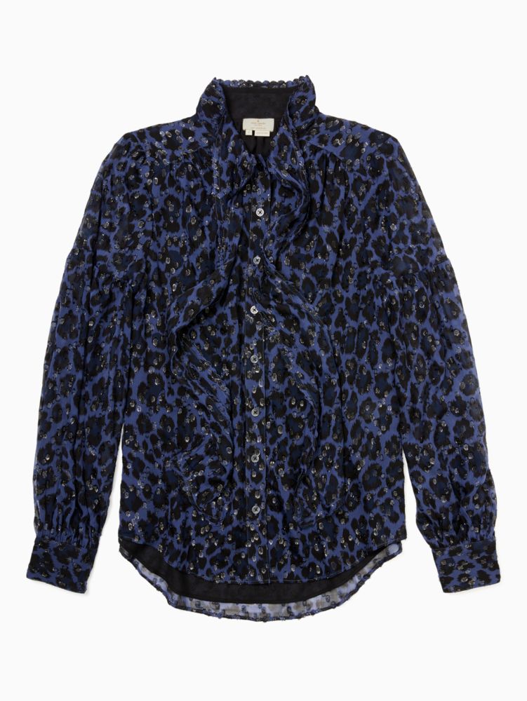 Kate Spade,wild ones leopard clip dot bow blouse,tops & blouses,