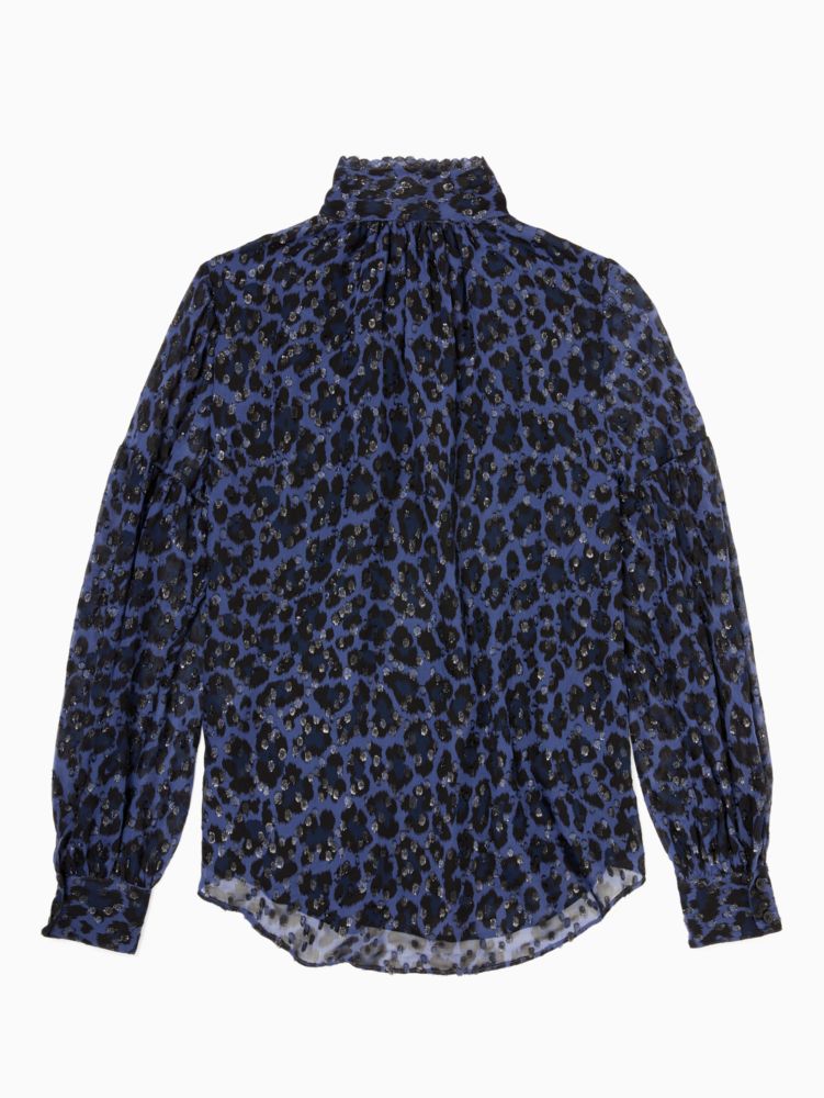 Kate Spade,wild ones leopard clip dot bow blouse,tops & blouses,