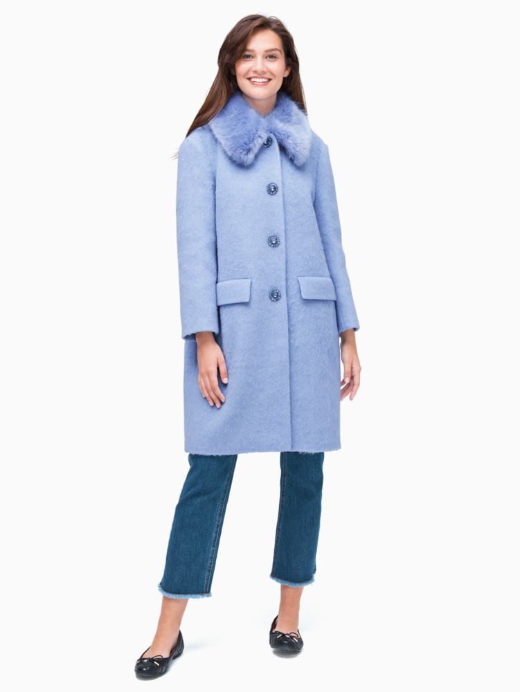Kate Spade,wild ones faux fur trim coat,jackets & coats,