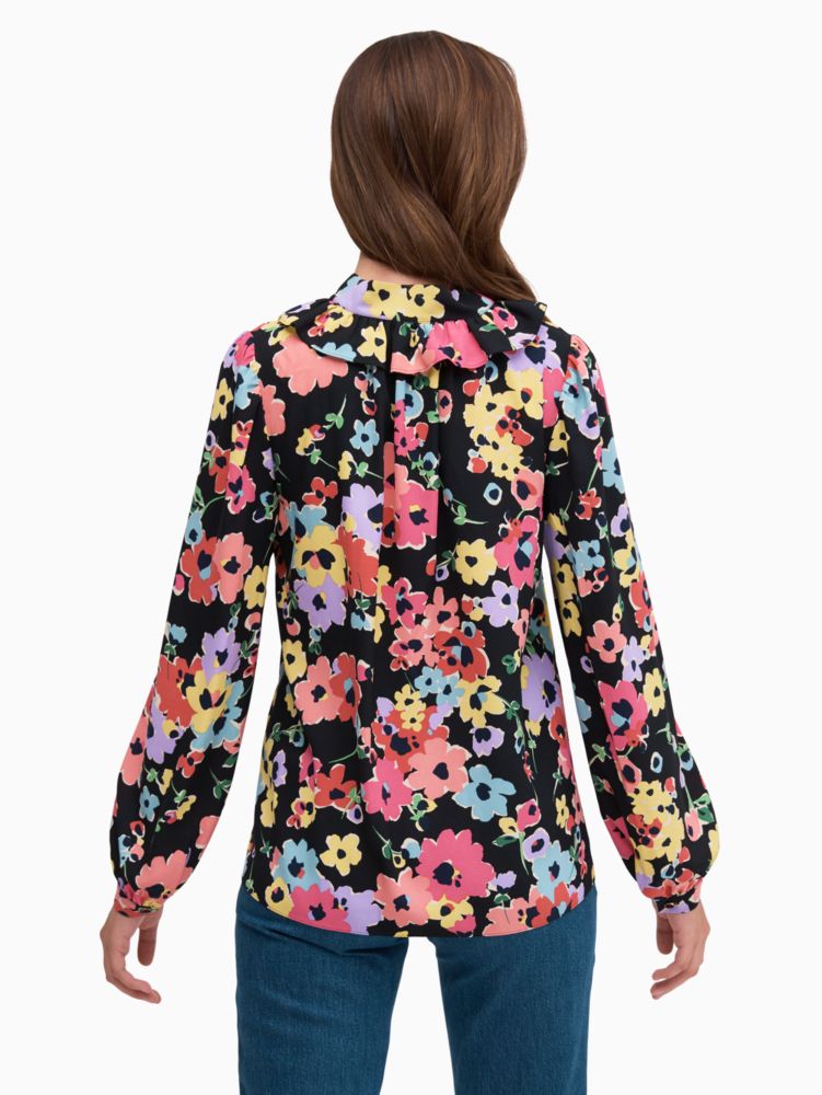 Kate Spade,floral bouquet blouse,tops & blouses,Black Multi