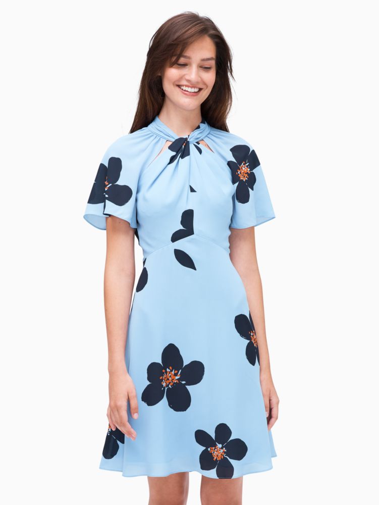 Grand Flora Twist Neck Dress Kate Spade Outlet