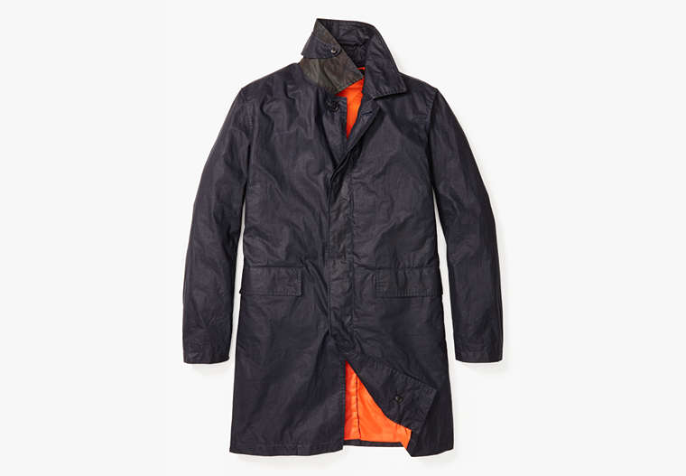 Kate Spade,Jack Spade Waxwear Trench Coat,jackets & coats,Navy image number 0