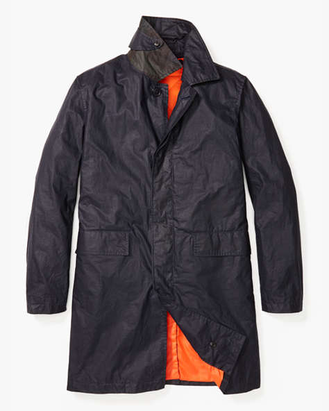 Kate Spade,Jack Spade Waxwear Trench Coat,jackets & coats,Navy