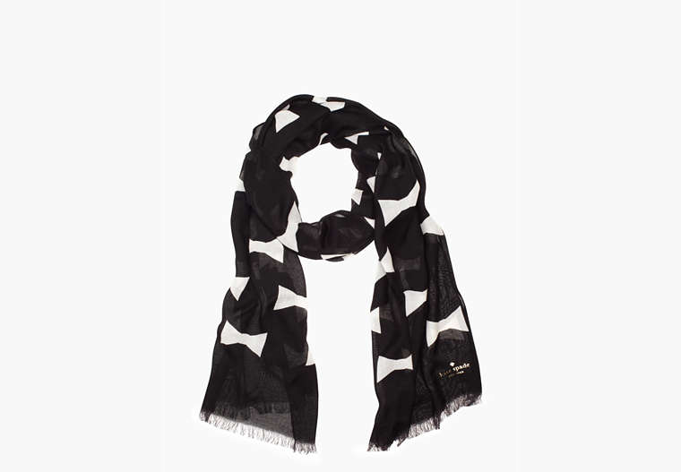 Kate Spade,bow tie large scarf,Black/Cream image number 0