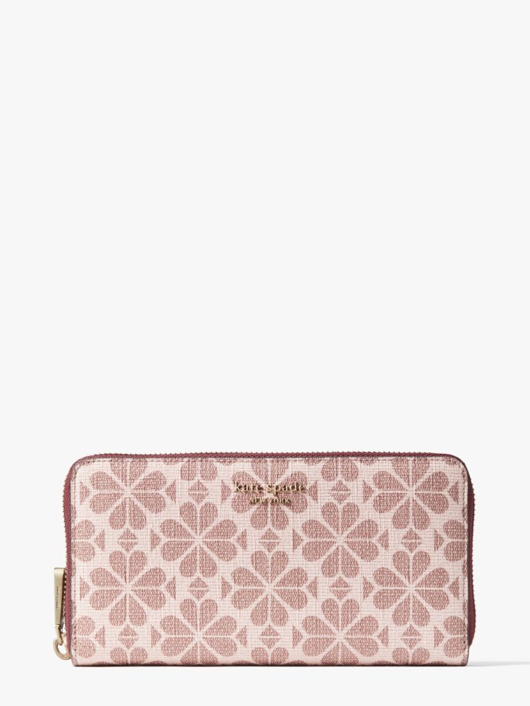 Kate Spade,spade flower coated canvas zip-around continental wallet,Pink Multi