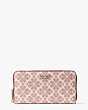 Kate Spade,spade flower coated canvas zip-around continental wallet,Pink Multi